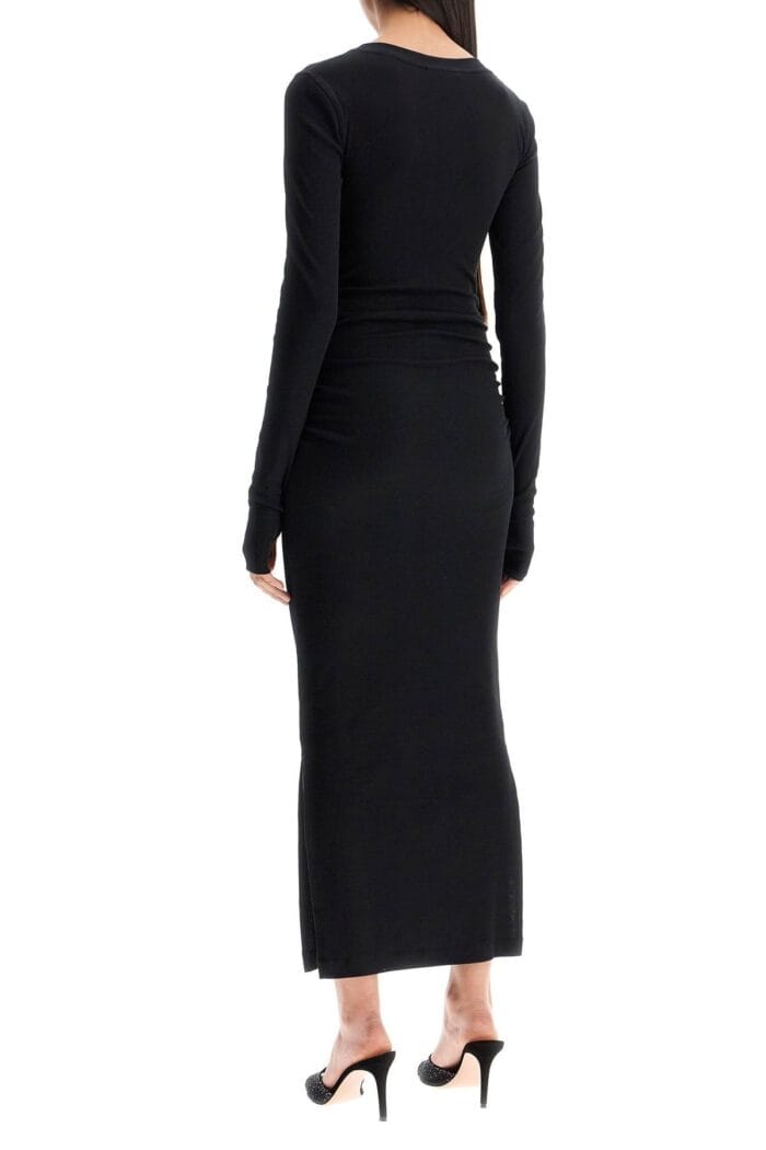 GANNI Long Ribbed Jersey Dress With Nine Words