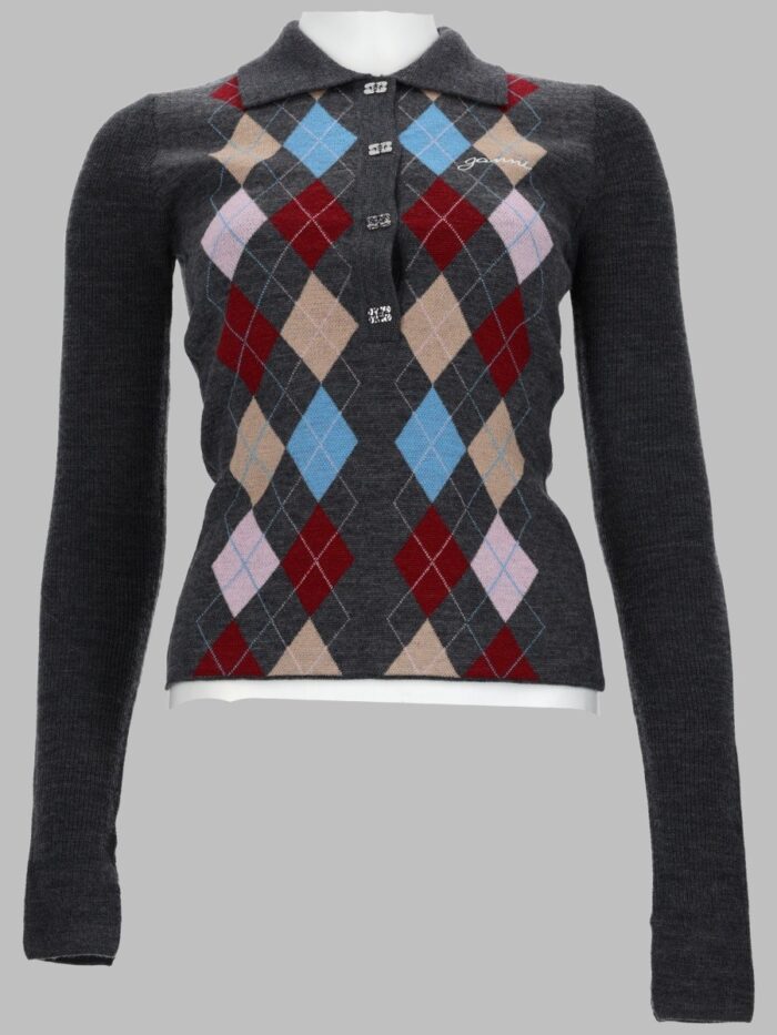 GANNI MAGLIA POLO A ROMBI