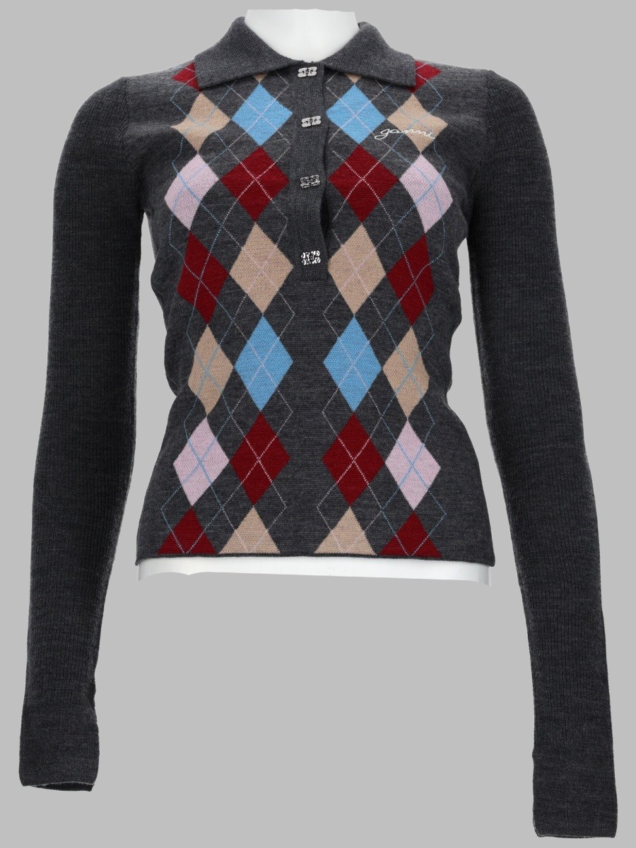 GANNI MAGLIA POLO A ROMBI