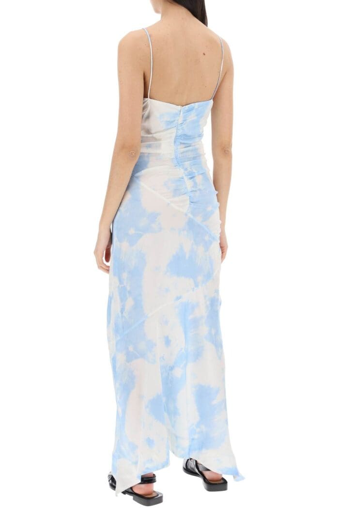 GANNI Maxi Printed Tie-dye Satin Dress With R