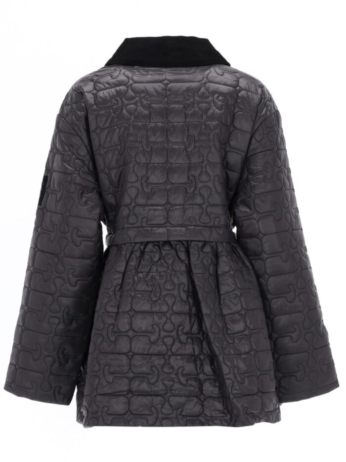 GANNI MIDI COAT WITH LOGO PATCH