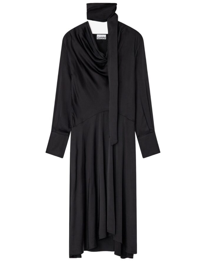 ganni midi dress with scarf GANNI MIDI DRESS WITH SCARF