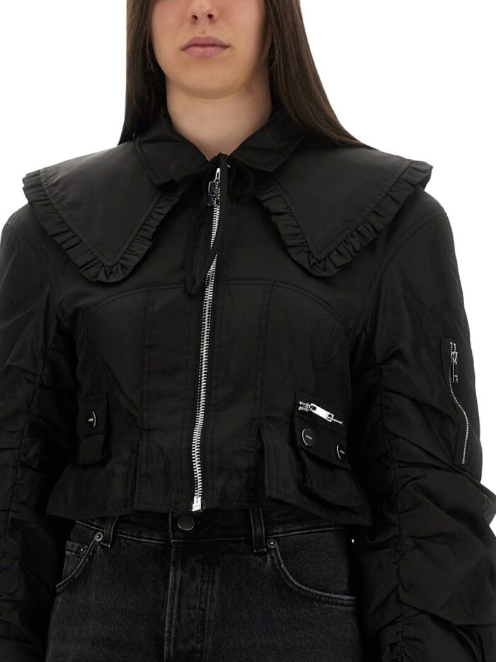 GANNI NYLON FITTED JACKET