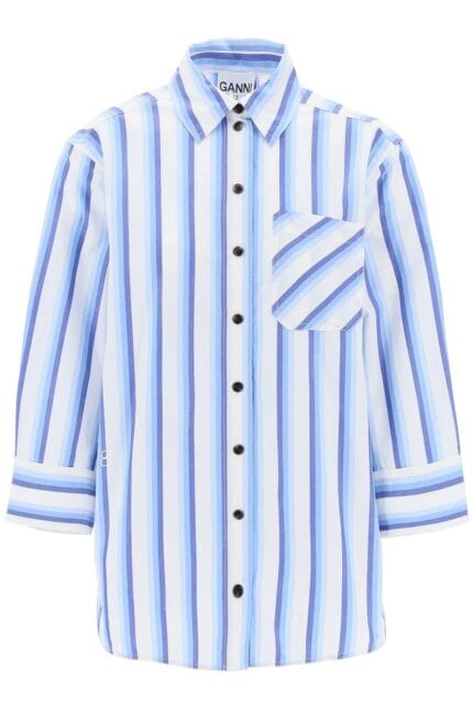 GANNI "oversized Striped Poplin Shirt