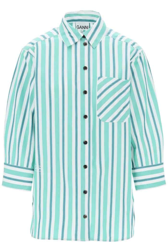 GANNI "oversized Striped Poplin Shirt