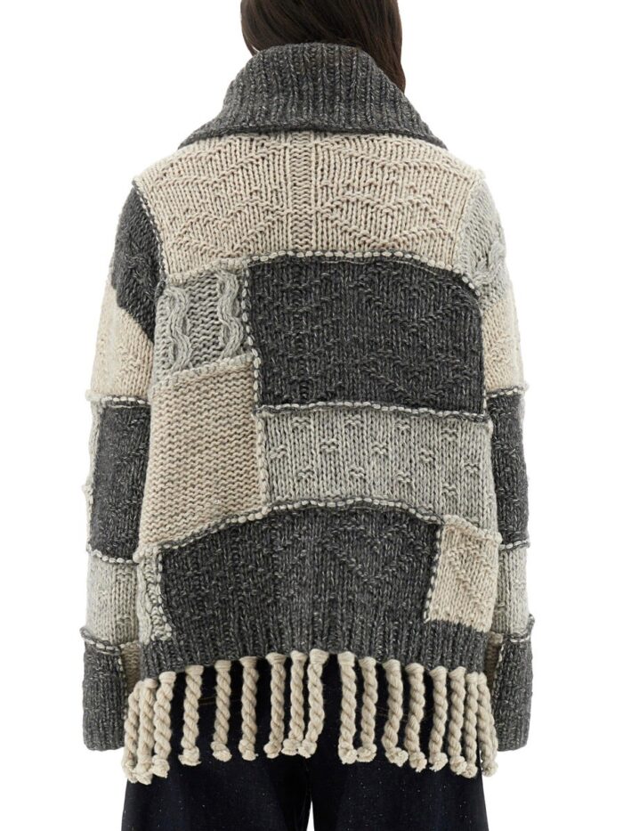 GANNI PATCHWORK JERSEY WITH BANGS