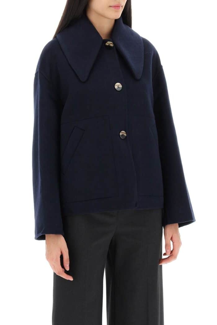 Ganni Peacoat With Maxi Collar