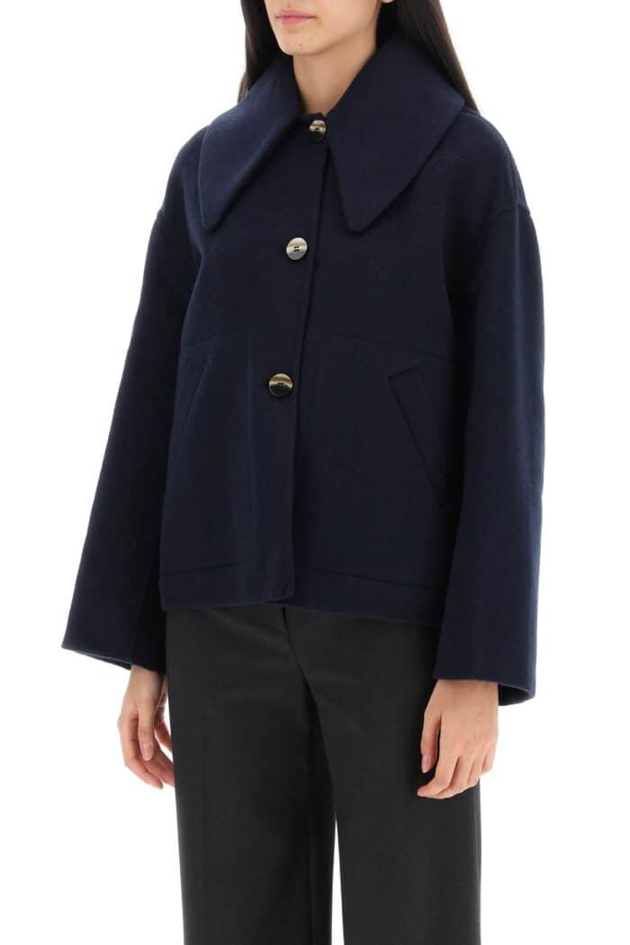 Ganni Peacoat With Maxi Collar