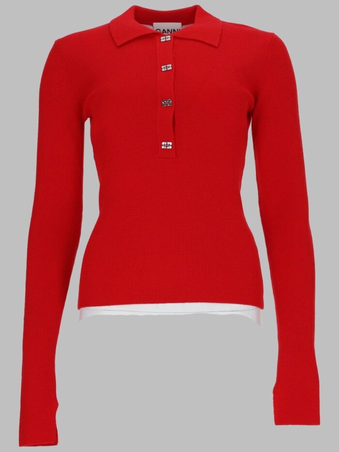 ganni polo in maglia di lana GANNI POLO IN MAGLIA DI LANA