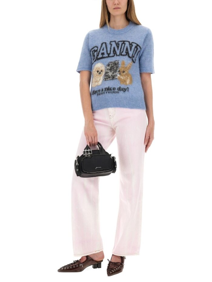 GANNI "PUPPIES" KNITTED T-SHIRT
