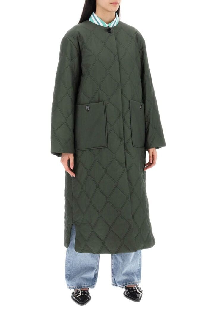 GANNI Quilted Midi Coat