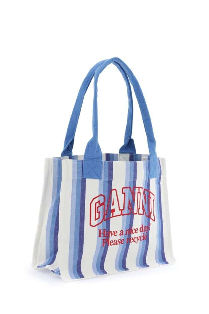 Ganni Recycled Cotton Striped Tote Bag