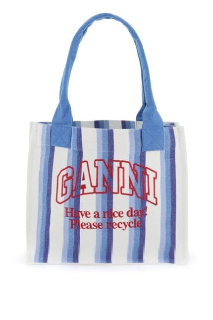 Ganni Recycled Cotton Striped Tote Bag
