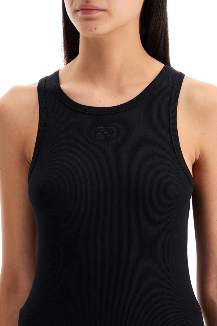 GANNI Ribbed Tank Top With Spaghetti