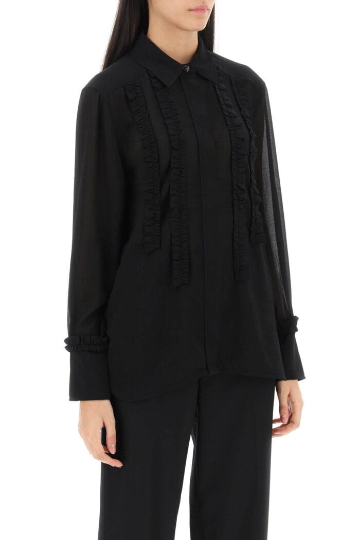 GANNI Ruffled Chiffon Shirt