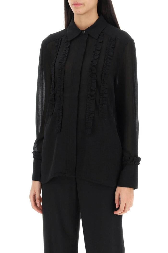 GANNI Ruffled Chiffon Shirt