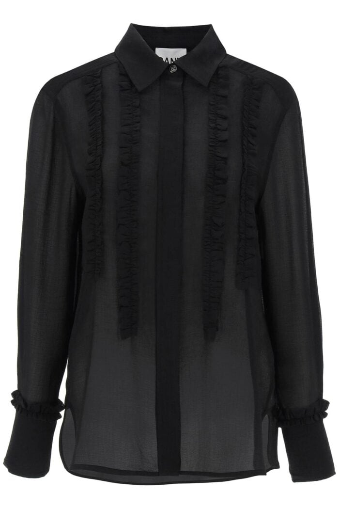 GANNI Ruffled Chiffon Shirt