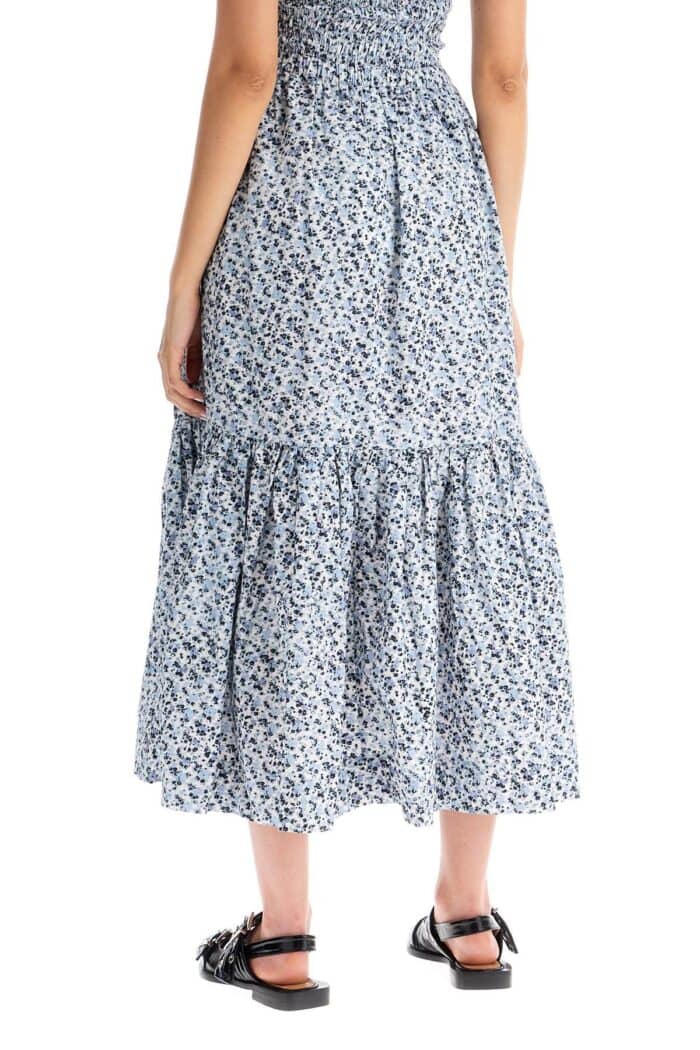 GANNI Ruffled Poplin Skirt With Fl