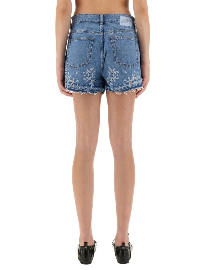 GANNI SHORTS WITH SANGALLO EMBROIDERY