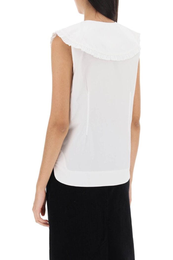 Ganni Sleeveless Shirt With Maxi Collar