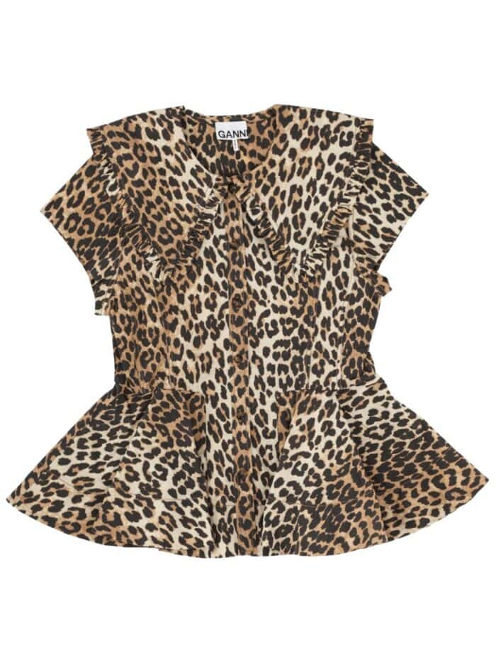 GANNI SLEEVELESS SHIRT WITH PRINT