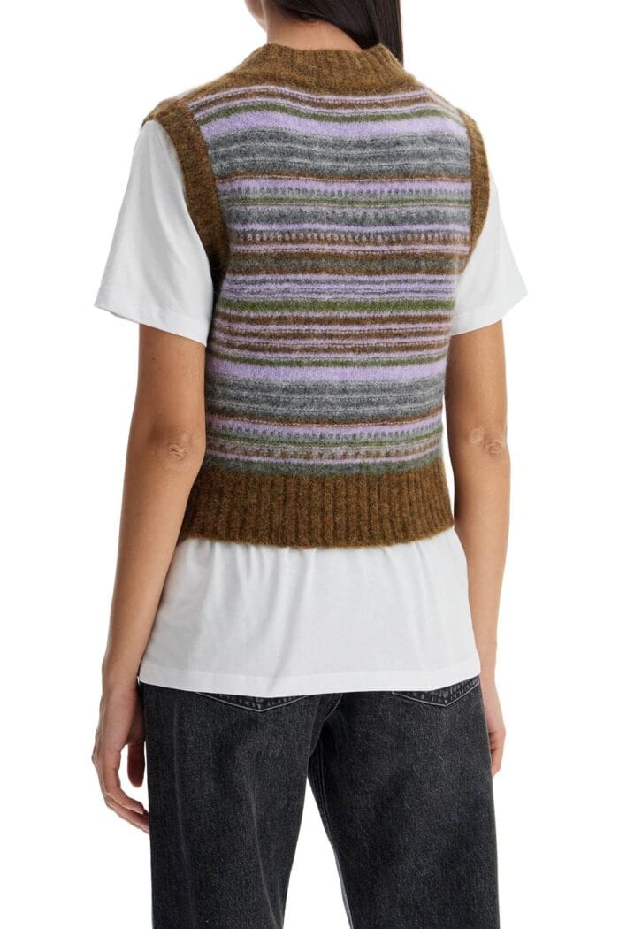 GANNI 'soft Striped Knit Vest With A Comfortable