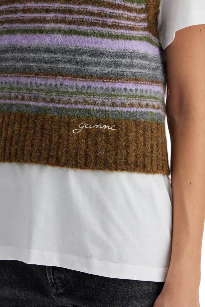 GANNI 'soft Striped Knit Vest With A Comfortable