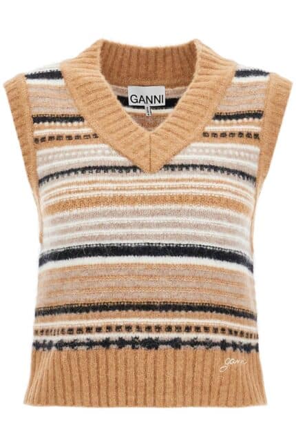 GANNI "soft Striped Knit Vest With A Comfortable