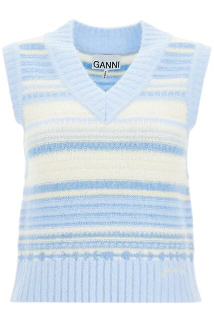 GANNI "soft Striped Knit Vest With A Comfortable