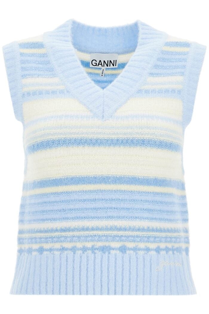 GANNI "soft Striped Knit Vest With A Comfortable