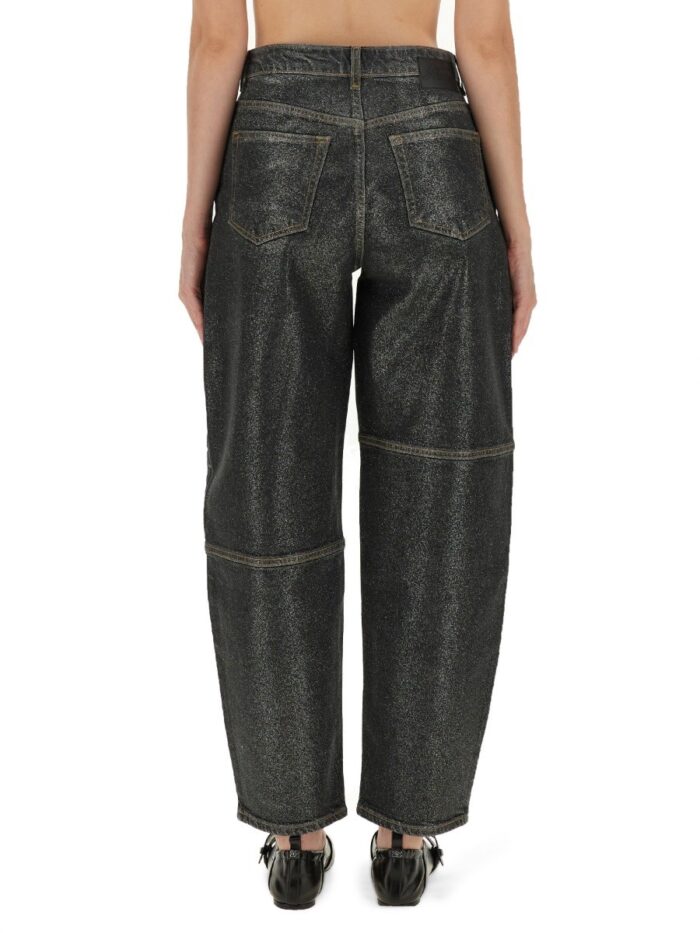 GANNI "STARY" JEANS IN SPARKLING FOIL