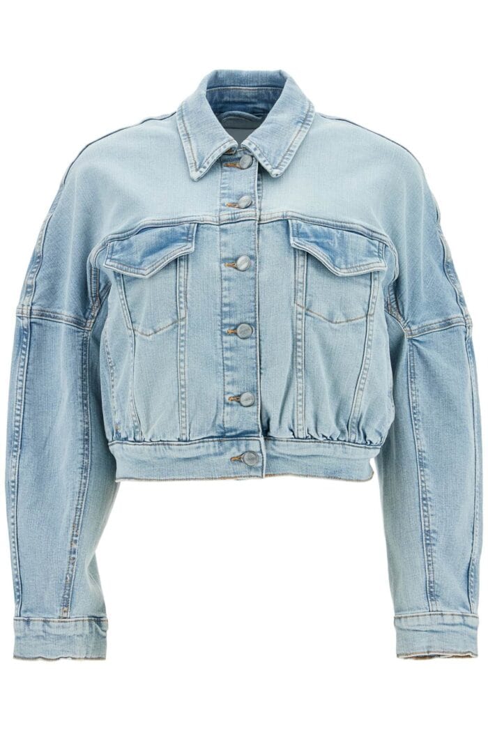 GANNI Stretch Denim Bomber Jacket In 8