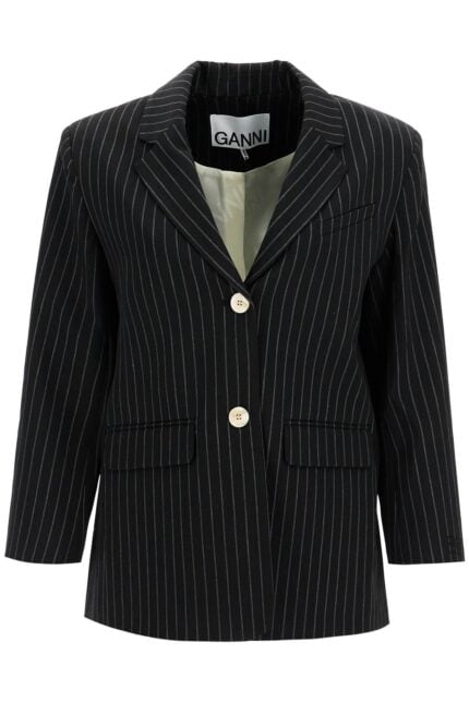 GANNI Striped Boxy Blazer