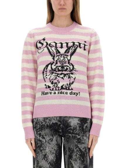 GANNI STRIPED "BUNNY" SWEATER