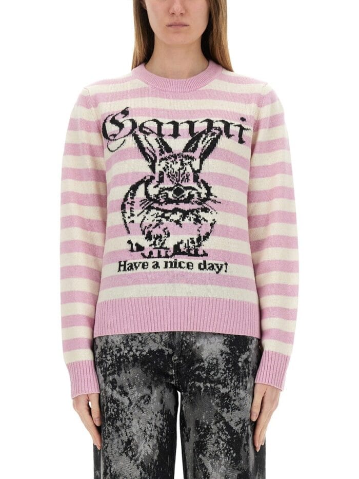 GANNI STRIPED "BUNNY" SWEATER