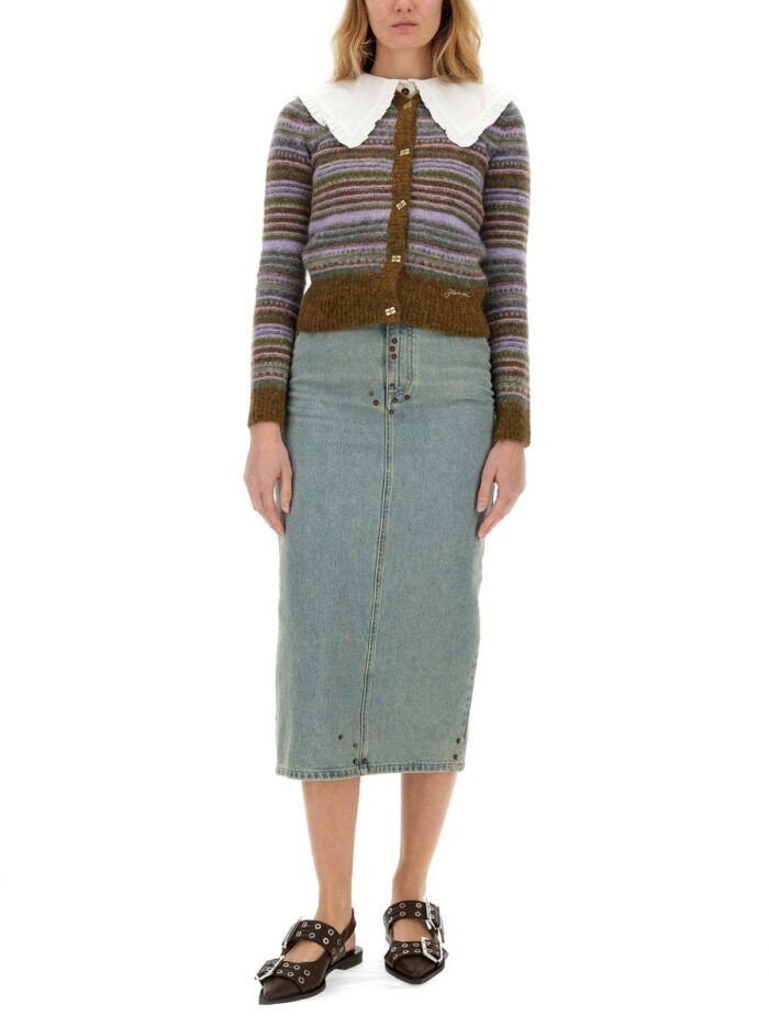 GANNI STRIPED CARDIGAN