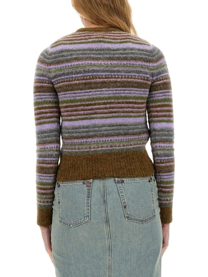 GANNI STRIPED CARDIGAN