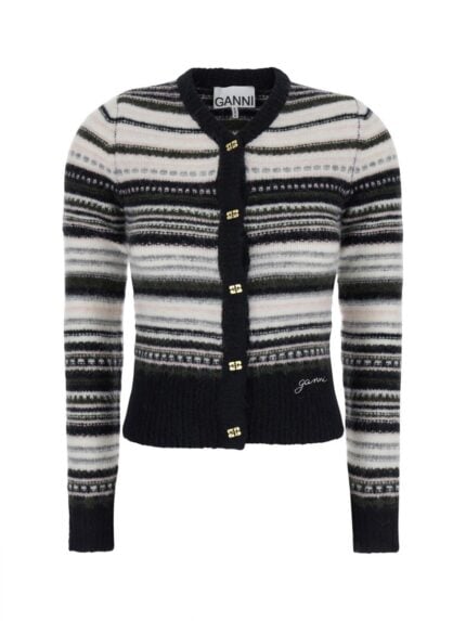 GANNI STRIPED CARDIGAN