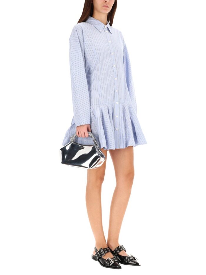 GANNI STRIPED CHEMISIER DRESS