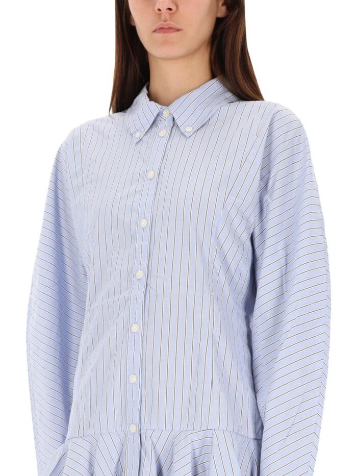 GANNI STRIPED CHEMISIER DRESS