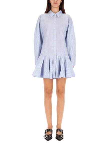 GANNI STRIPED CHEMISIER DRESS