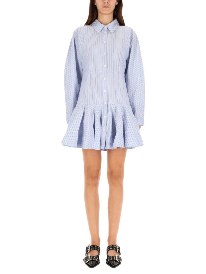 GANNI STRIPED CHEMISIER DRESS