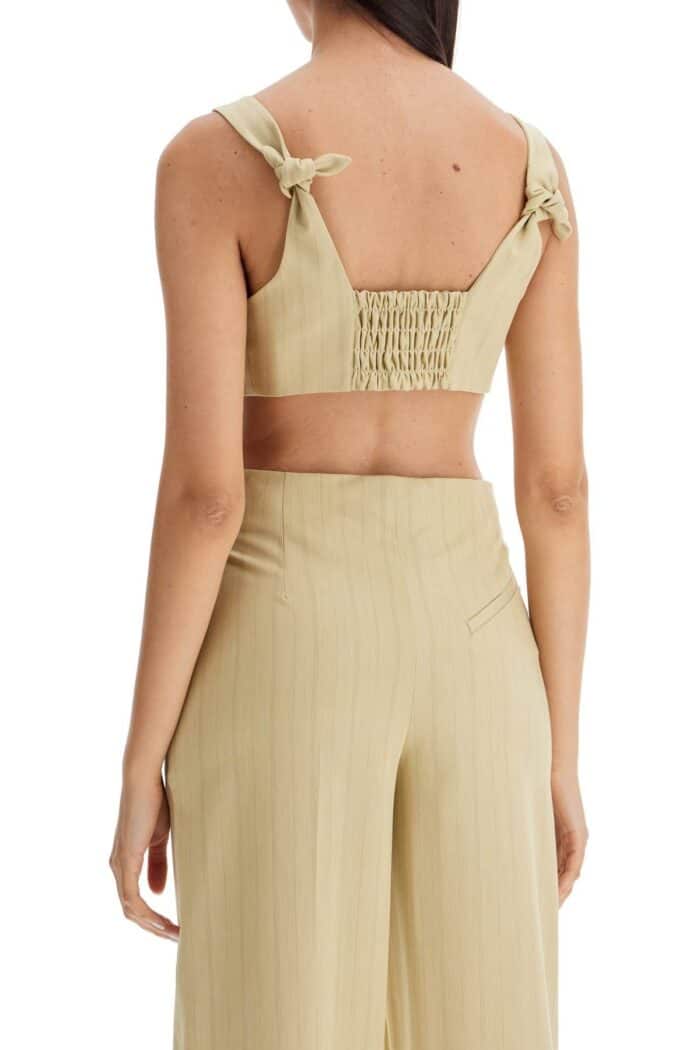 GANNI Striped Crop Top With Knots