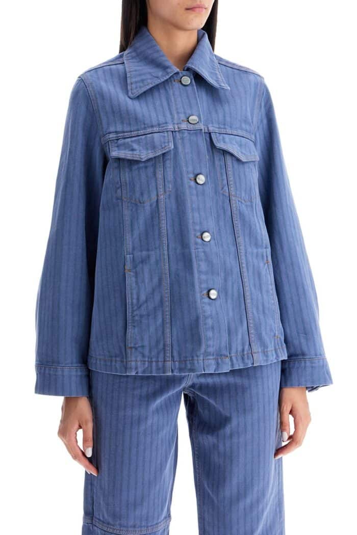 GANNI "striped Overdyed Denim Jacket