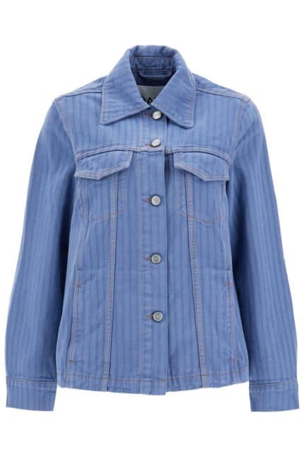 GANNI "striped Overdyed Denim Jacket