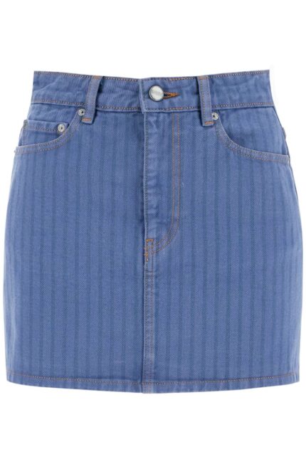 GANNI "striped Overdyed Denim Mini