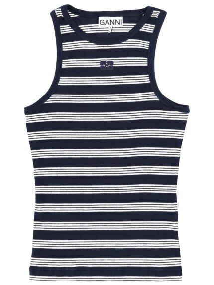 GANNI STRIPED SLEEVELESS TOP