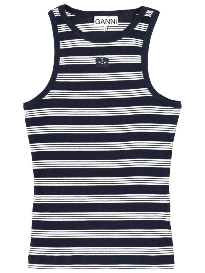 GANNI STRIPED SLEEVELESS TOP