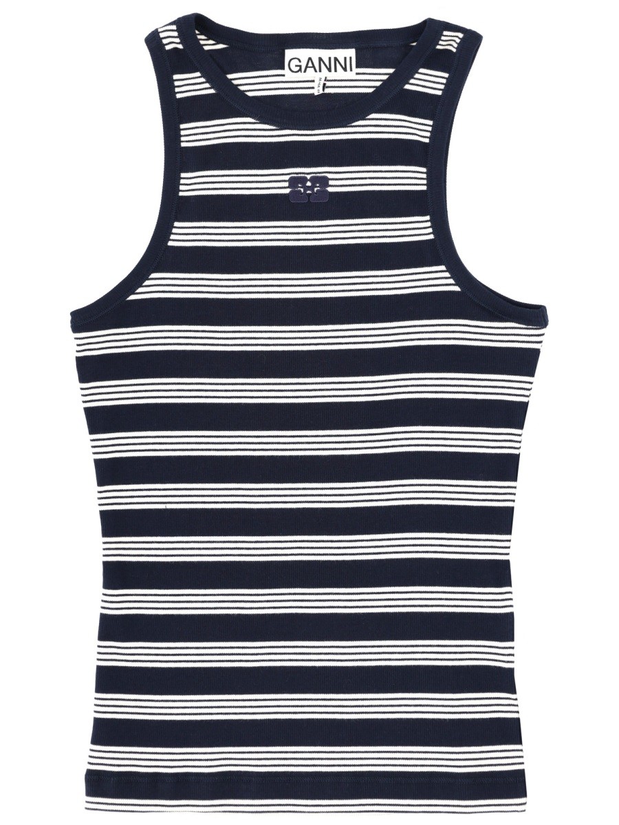 GANNI STRIPED SLEEVELESS TOP