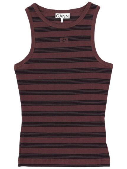 GANNI STRIPED SLEEVELESS TOP